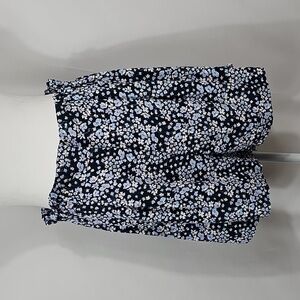 NWT H&M Women’s High Waist Ditsy Floral Shorts 12 Black Blue Summer Casual